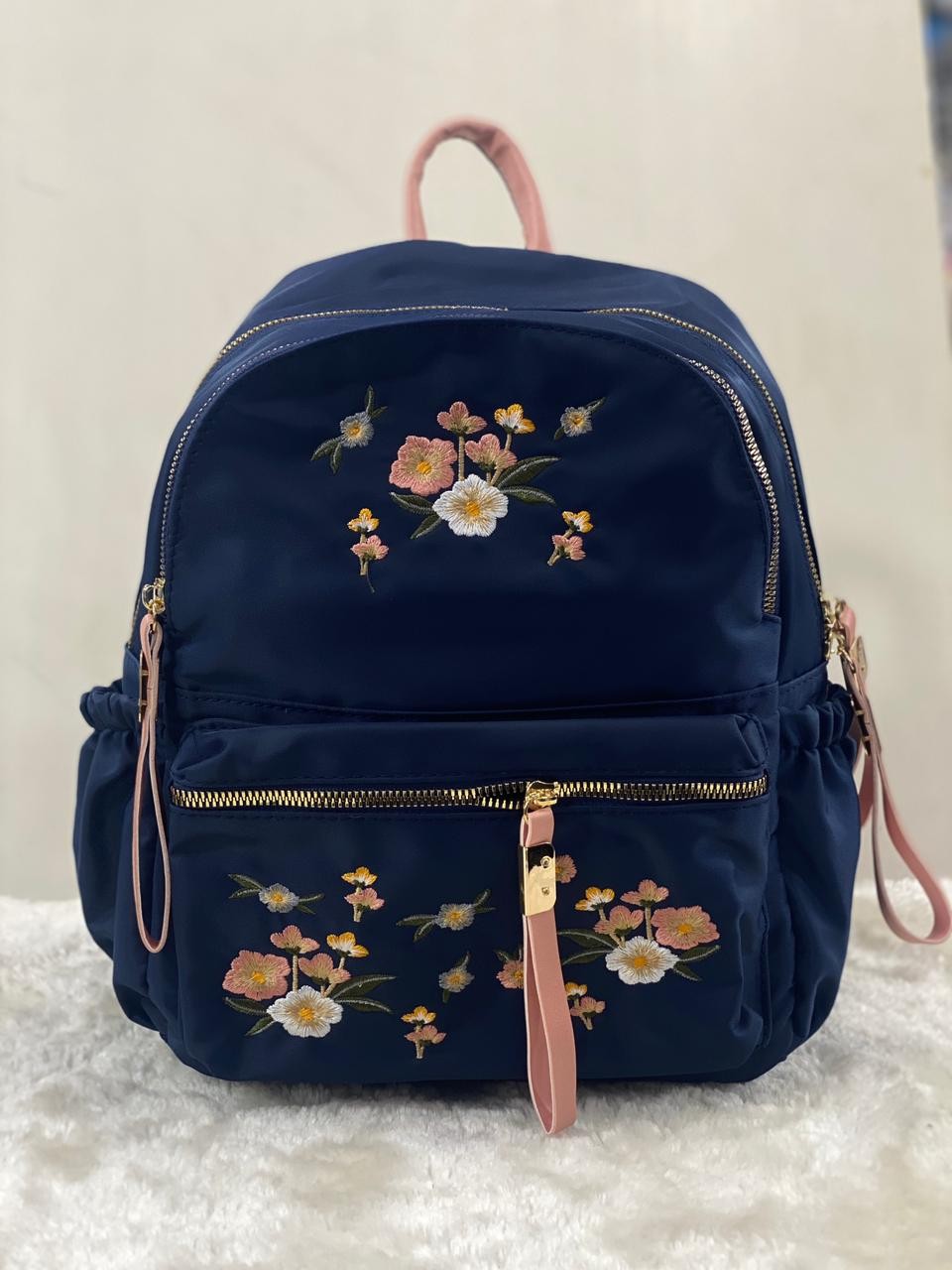 Zip It Good 2024 new Women backpacks messenger bag hand-embroidered double back college style Oxford cloth backpack bags beg - Blue
