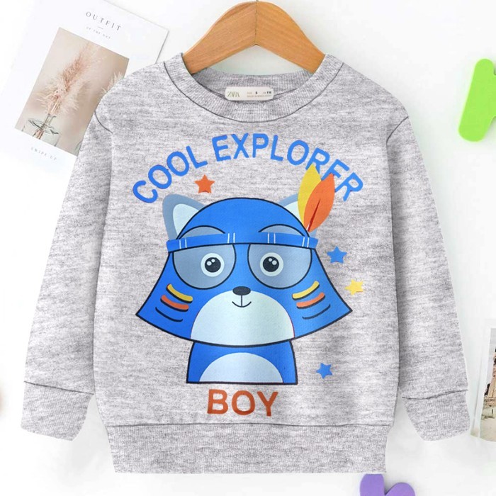  Boy Baby Sweat Shirt Cartoon Printed - Gray Color 