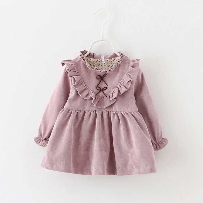  Baby Full Sleeves Winter Wear Frock - Dark Purple 