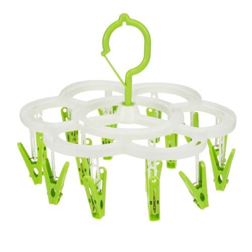  Windproof Drying Plastic Hanger 16 Clip - Nordic green 