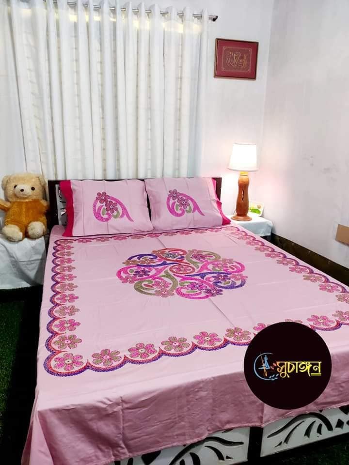  Pink Lavender Twin Cotton Bed Sheet 7/8 With 2 Pillow Covers 