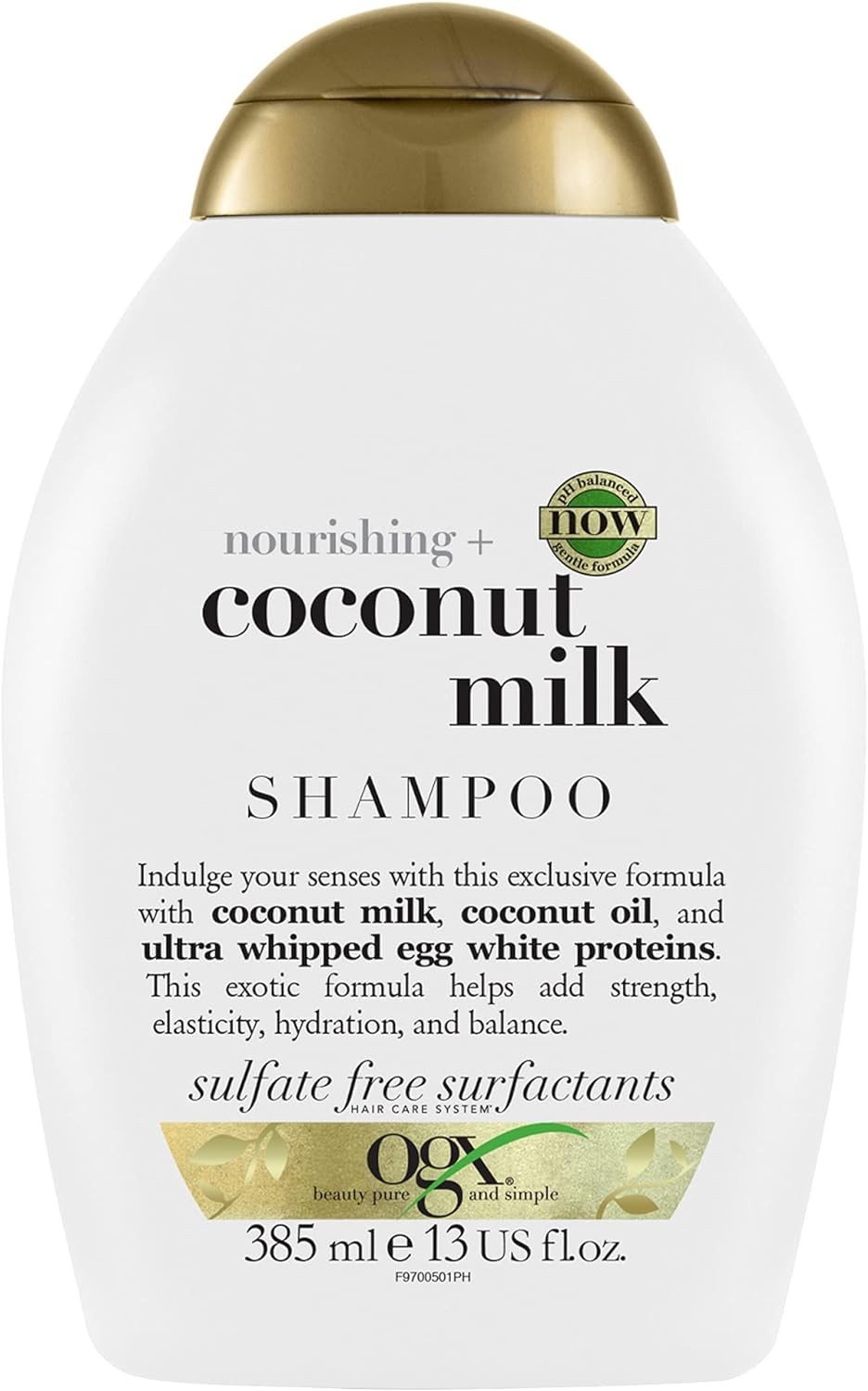  OGX, Shampoo, Nourishing+ Coconut Milk, New Gentle and PH Balanced Formula, 385ml 