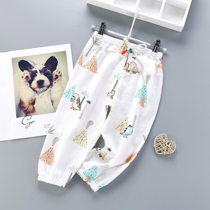  Children's Summer Long Pants Casual Pants - White Dinosaur 