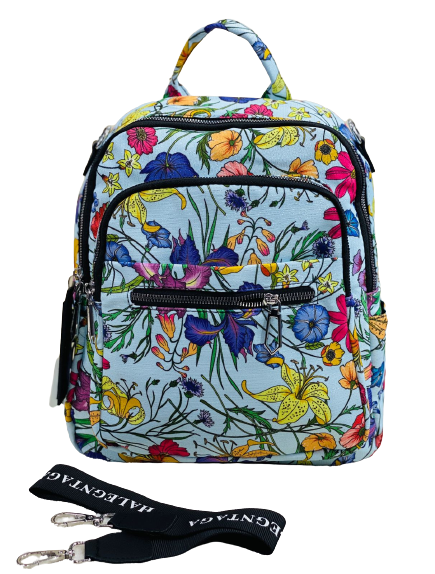 Zip It Good Vera Bradley womens Vera Bradley Campus Backpack, Signature Cotton, nomadic floral, size 14 inch - Sky