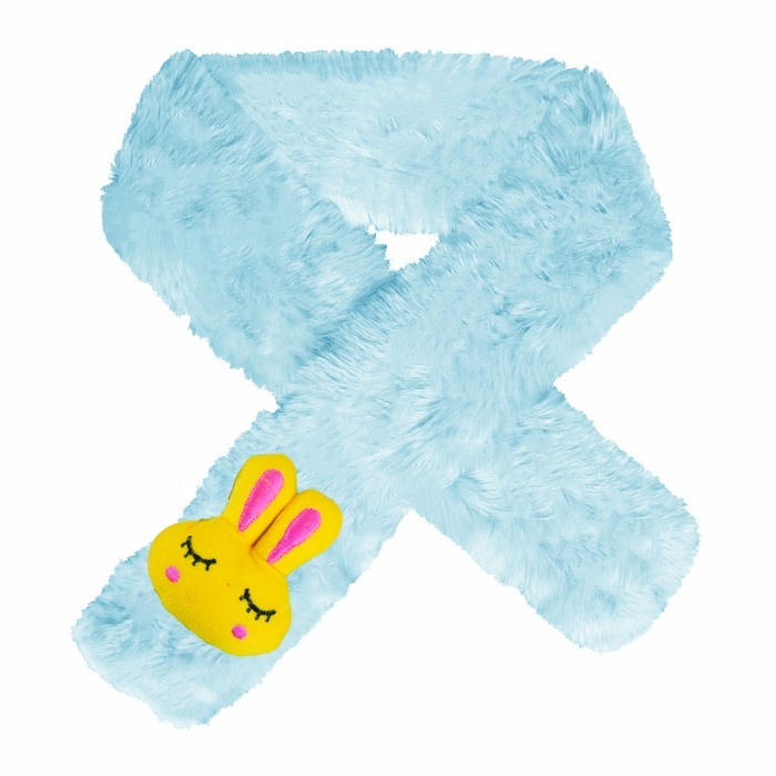  Baby Soft Plush Fabric Muffler Cartoon Applique (Cartoon Design may vary) - Sky Blue 