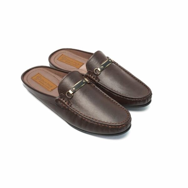  Premium Leather Coffee Sattele Half Loafer For Men 