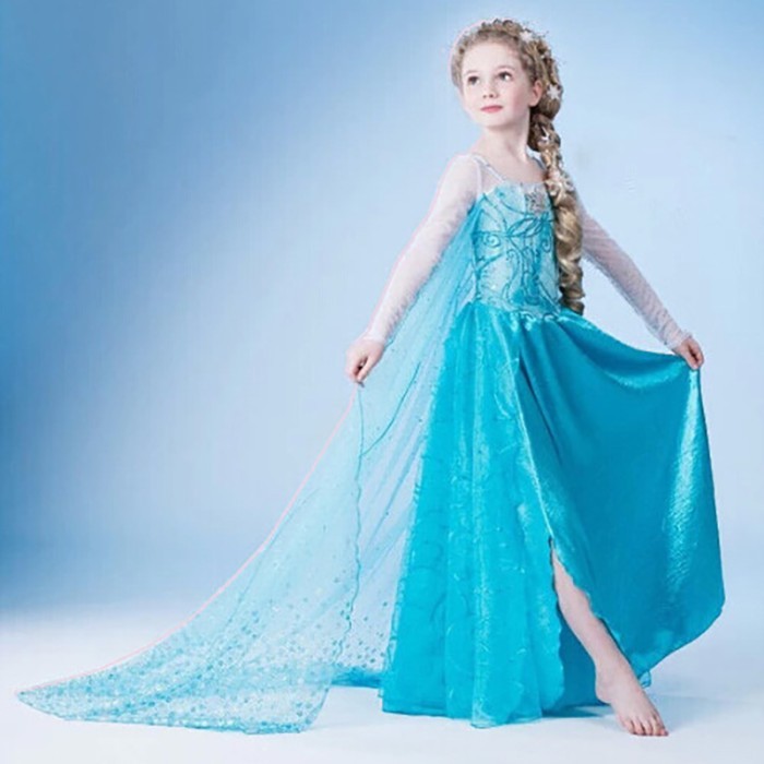 Girls Frozen Princess Elsa Party Dress - Sky Blue
