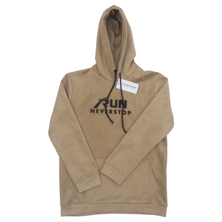  Premium Hooded Sweatshirt Polynesian Fabric Regular Fit Front Pocket - Beige 