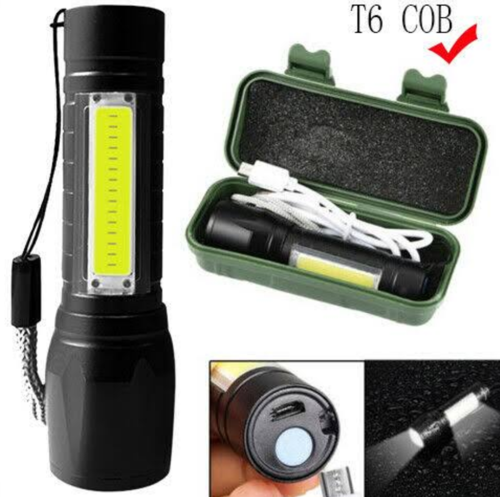 Rechargeable/Portable/Stylish mini Telescopic Zoom Flashlight XPE+COB