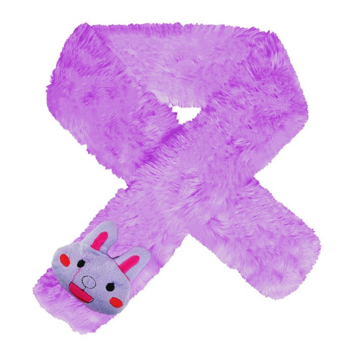  Baby Soft Plush Fabric Muffler Cartoon Applique (Cartoon Design may vary) - Sky Blue 