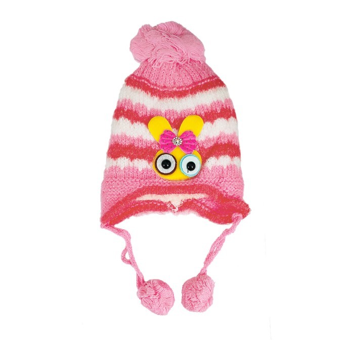  Acrylic Woollen Double Layer Tie Knot Cap - Bunny 