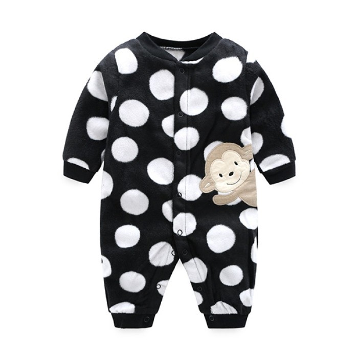  Baby Winter Polar Fleece Romper-Black 