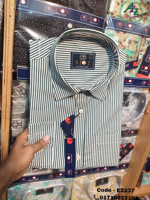  BENGAL STRIPE BUTTON-DOWN Formal  slim-fit cotton SHIRT for Men's 