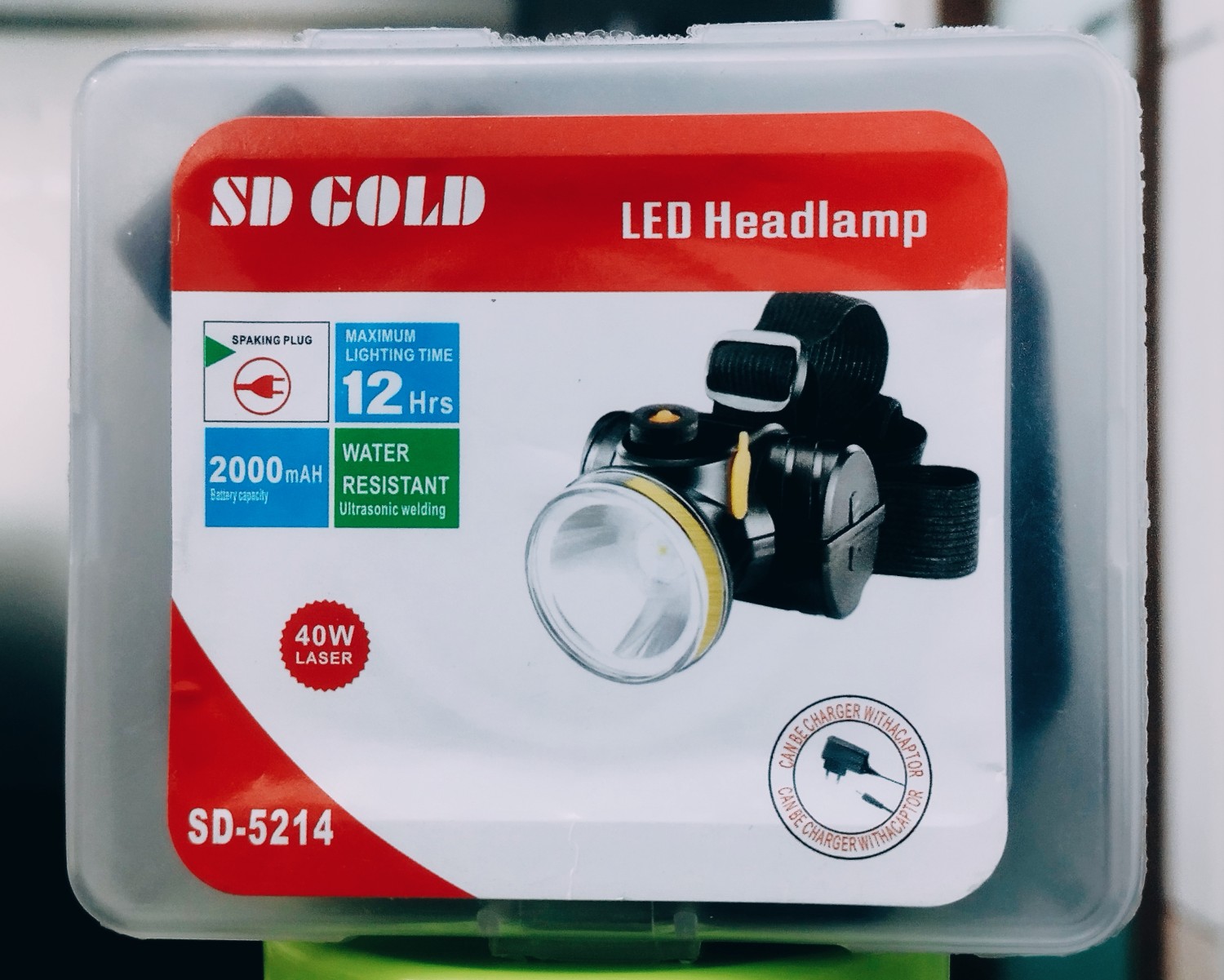  High Power SD Gold SD-5214 LED Headlamp Rechargeable Headlight 
