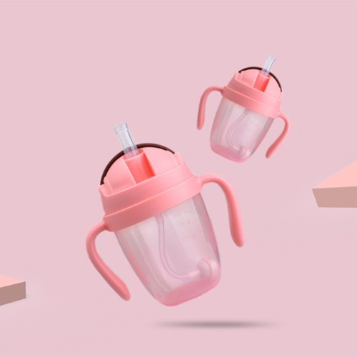 Water Bottle-Mum Pot with Straw Cup 240 ML - Pink