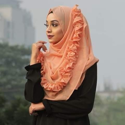 UniQue Items Rakhi Instant Ready Hijab  Cherry Fabric For Woman - Peach