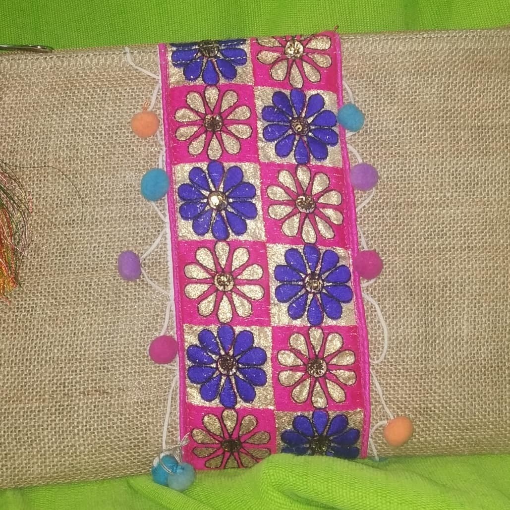  Beautiful Handmade Beige and multicolor Fabric women's Clutch bag in modern design 