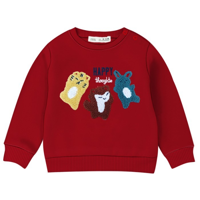  Baby Sweat Shirt Embroidery Work- Red Color 