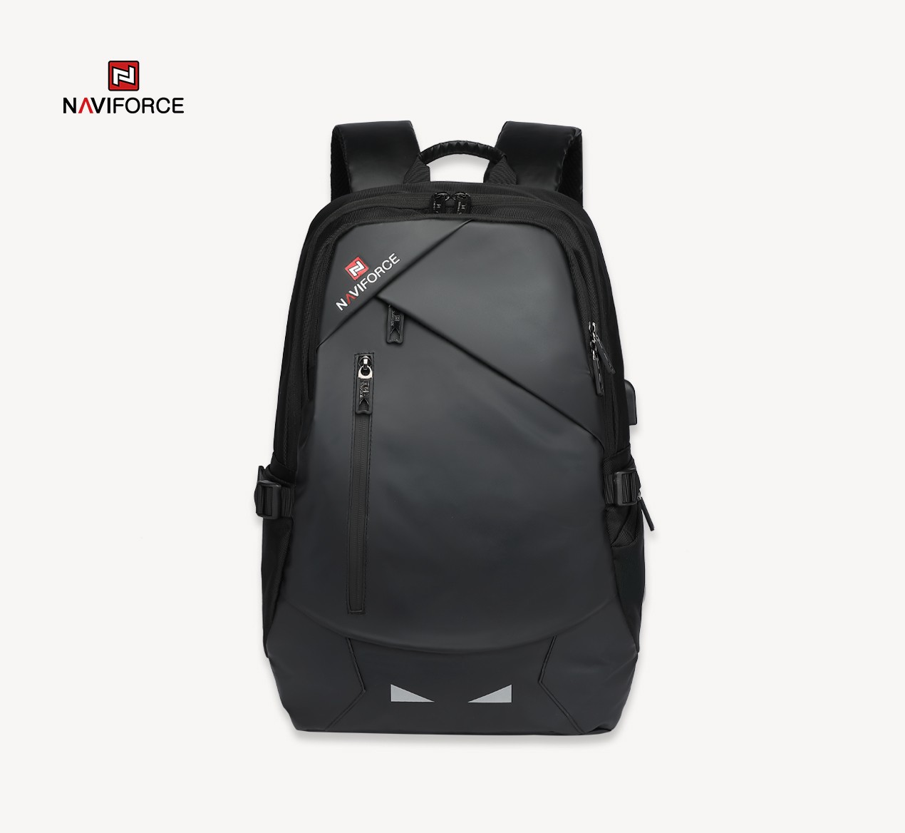 Zip It Good Medium Size 18" Inch NAVIFORCE Waterproof Fashionable Laptop Bag/College Bag/Travel Backpacks with USB Cable - CF BLUE