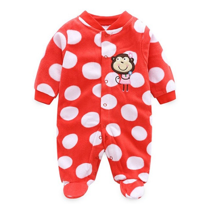  Baby Winter Polar Fleece Romper-Red 
