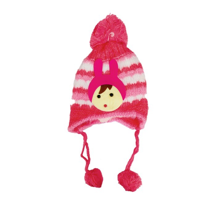  Acrylic Woollen Double Layer Tie Knot Cap - Cartoon 