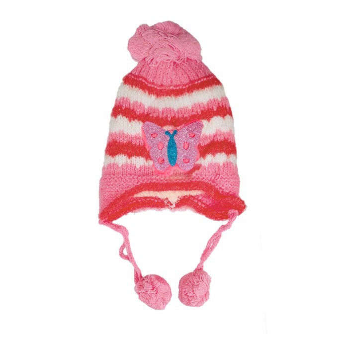  Acrylic Woollen Double Layer Tie Knot Cap - Butterfly 