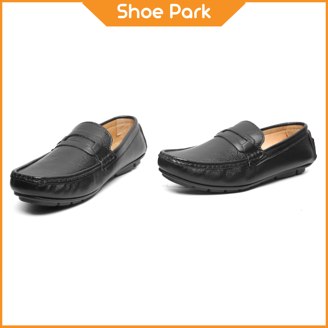  Original Leather Black Metal Loafer For Men 