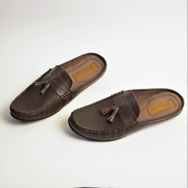  Premium Leather Coffee Ledger Jhumka Half Loafer For Men 