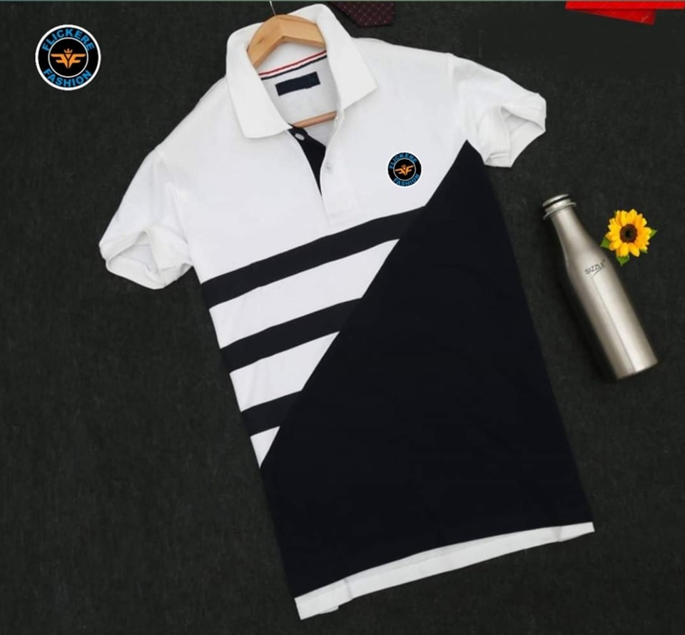 Black Stripe polo cotton t-shirt for men