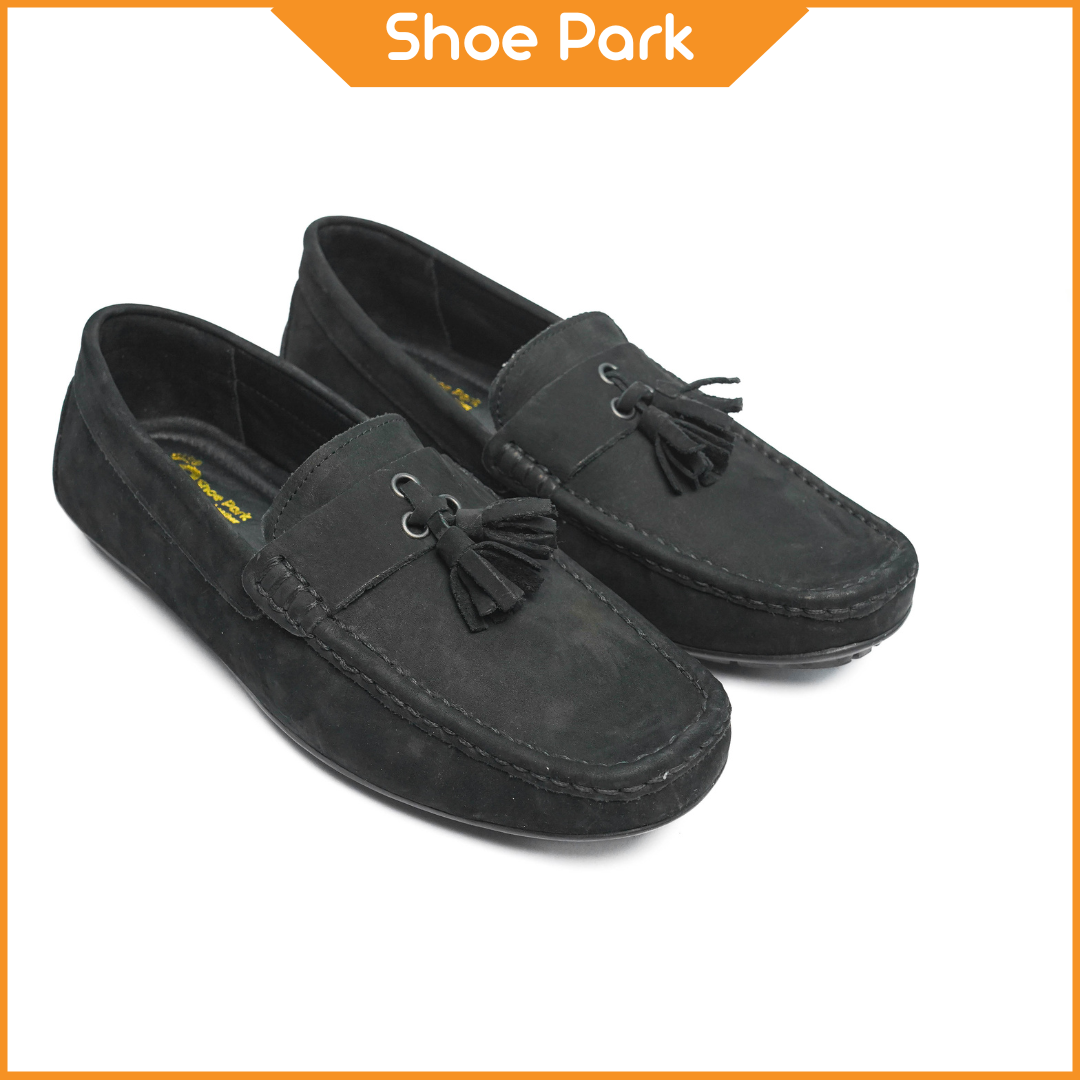  Premium Sweat Leather Black Loafer For Men 