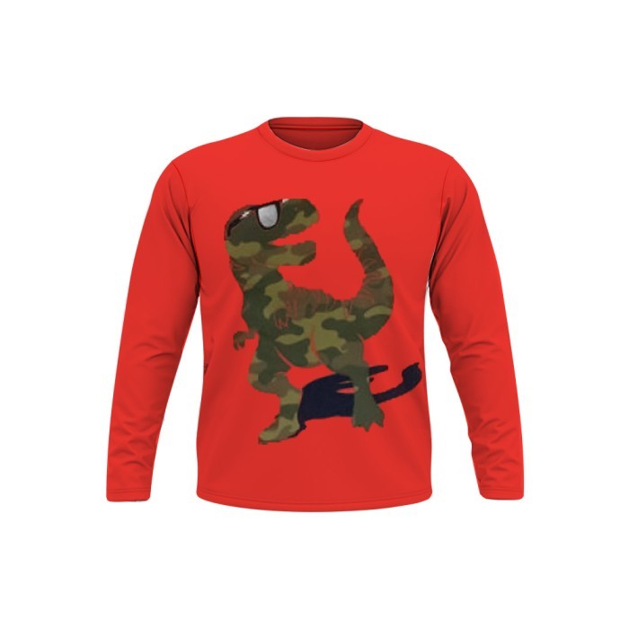 Baby Full Sleeve T-Shirt Dinosaur Print- Orange