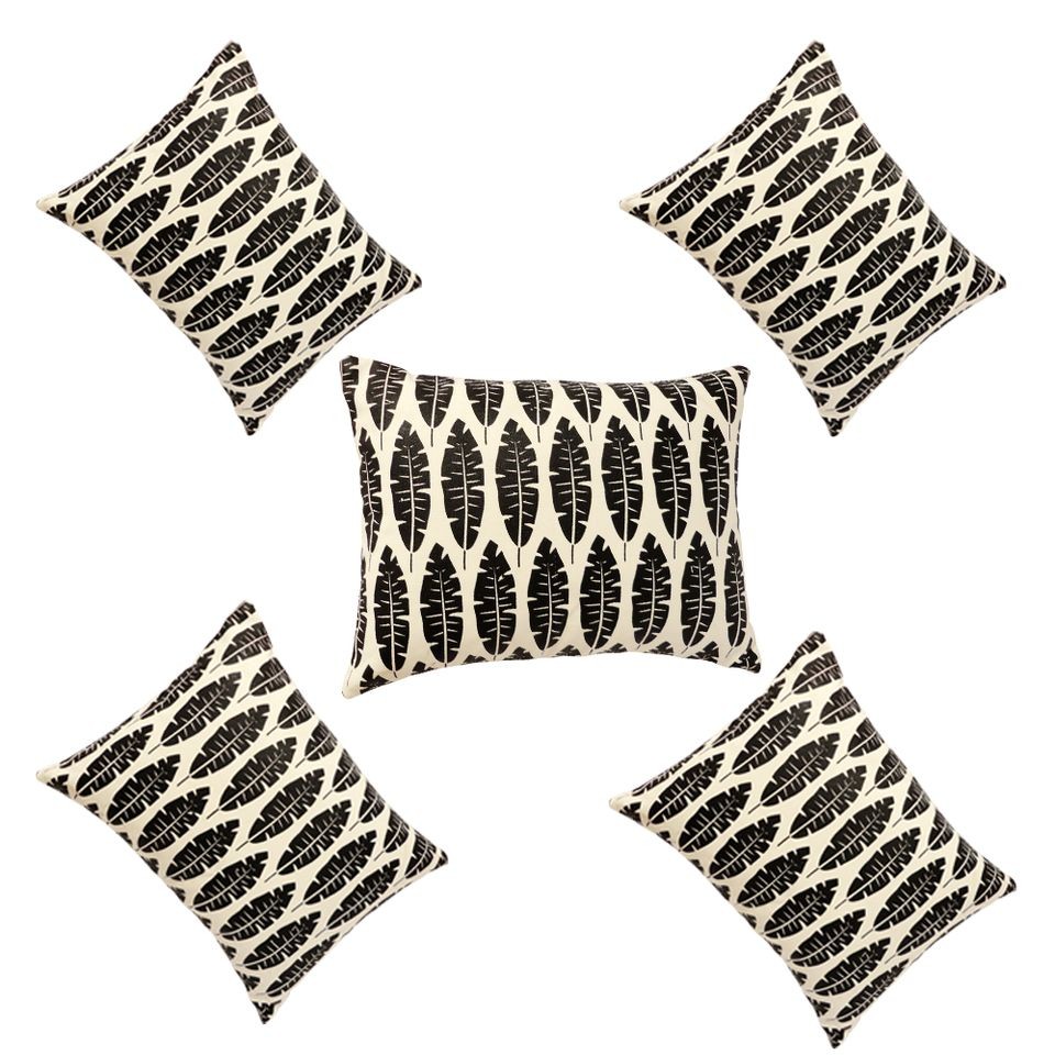  Black Cotton Cushion Cover with Pillow - 9x12 Inch__5 Pcs Set 