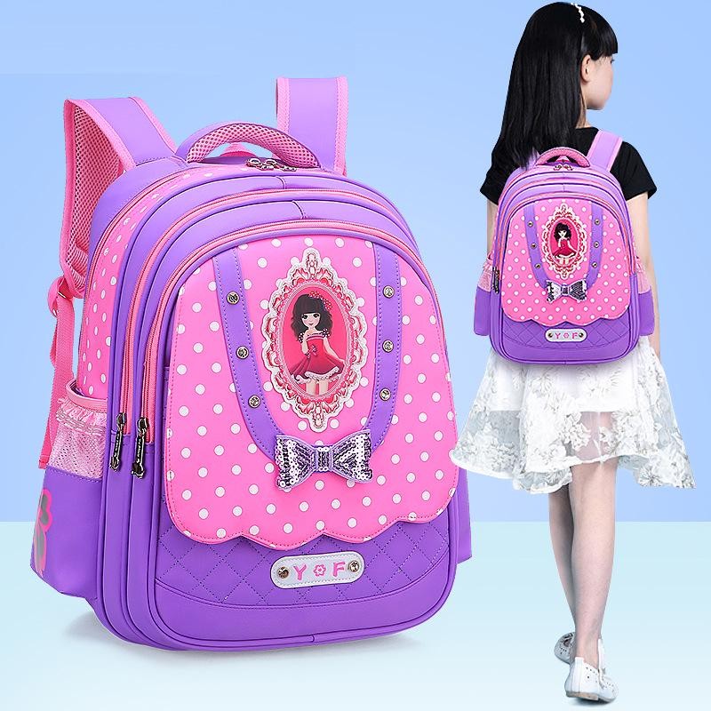  Zip It Good Fashion Cute Cartoon Children School Bag Sweet Preppy Style Waterproof Princess Backpack Girls' Bag - Pink 