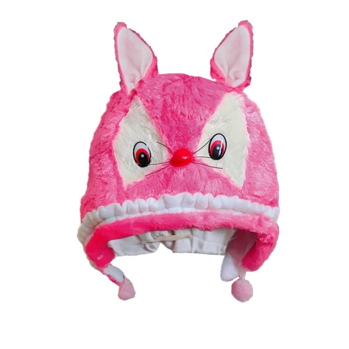  Baby Double Layer Tie Knot Cap Cartoon Design - Pink 