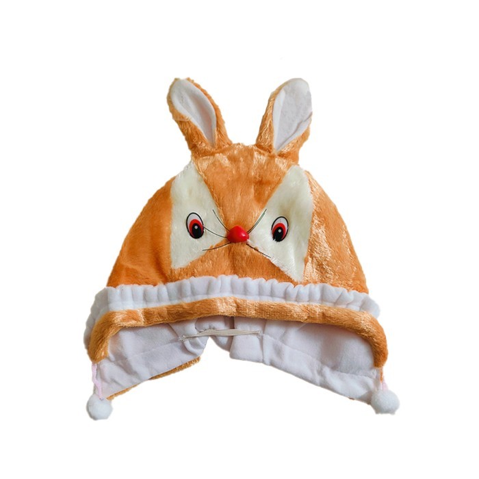  Baby Double Layer Tie Knot Cap Cartoon Design - Brown 